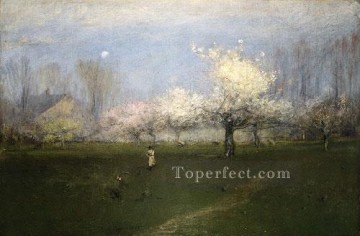 George Inness Painting - Spring Blossoms Montclair New Jersey Tonalist George Inness